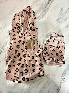 18-24M Made By Molly Leopard Print Hooded Shorts Set Baby